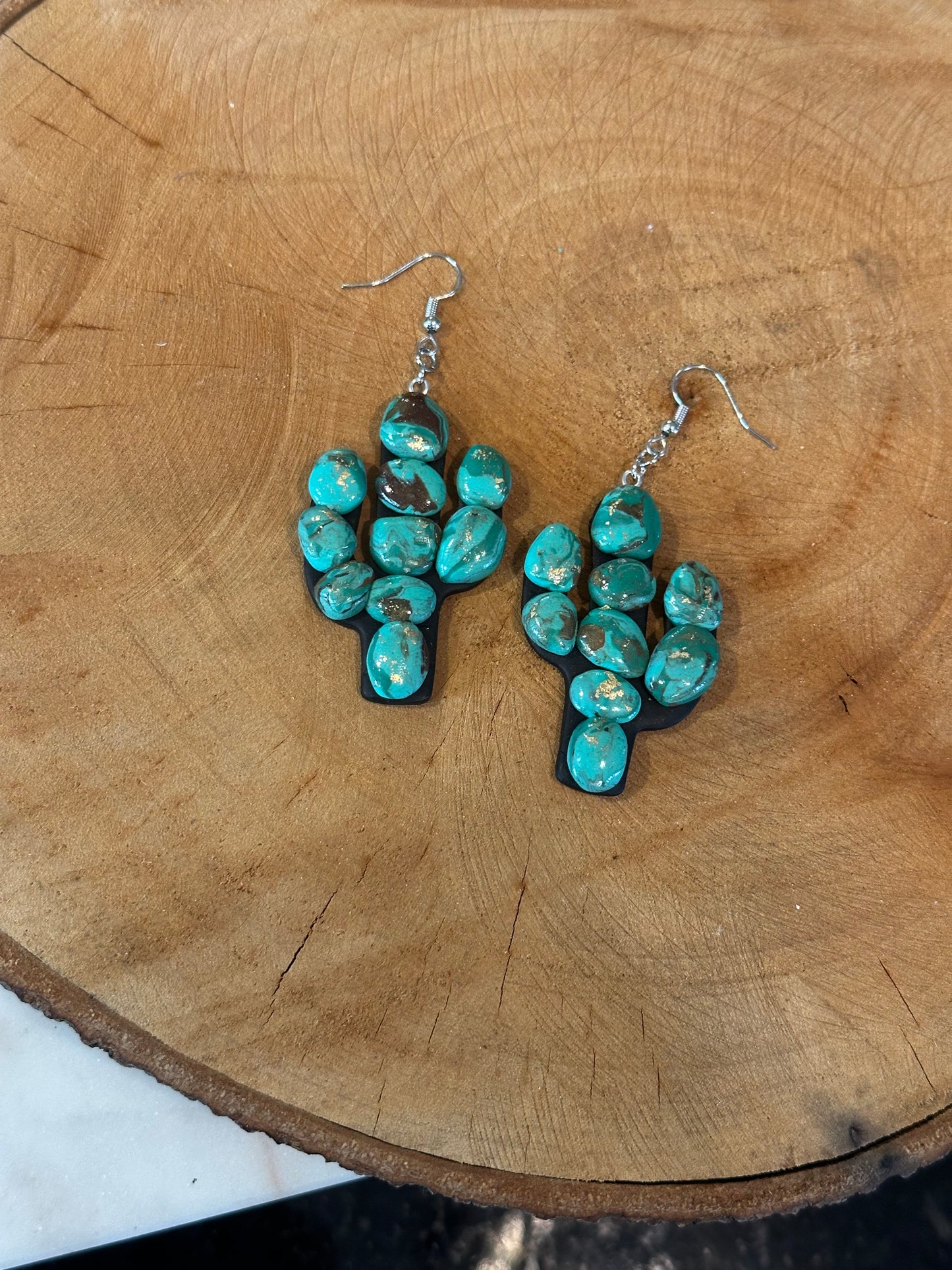 Faux Turquoise Cactus Earrings