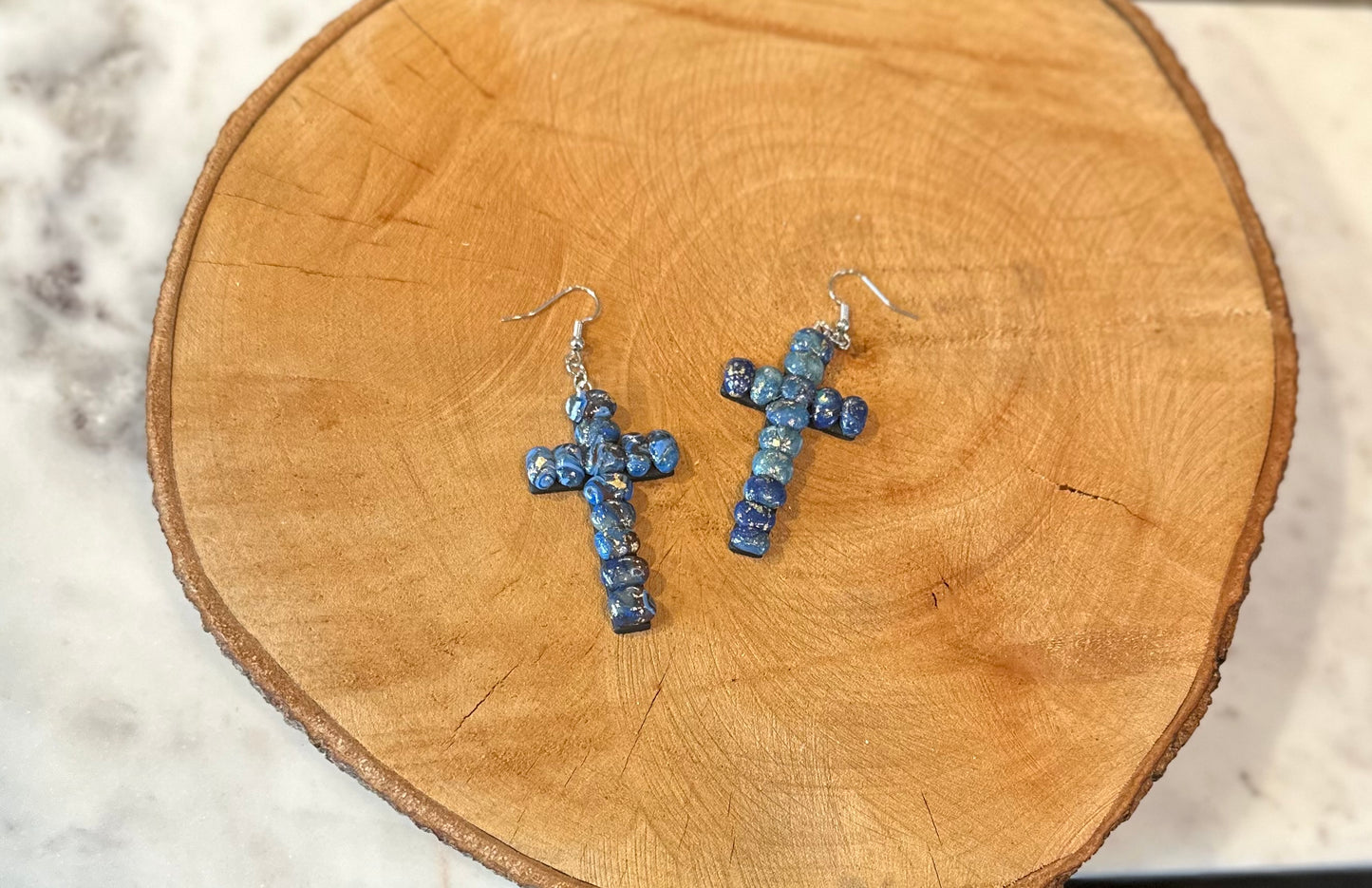 Faux stone Cross Earrings