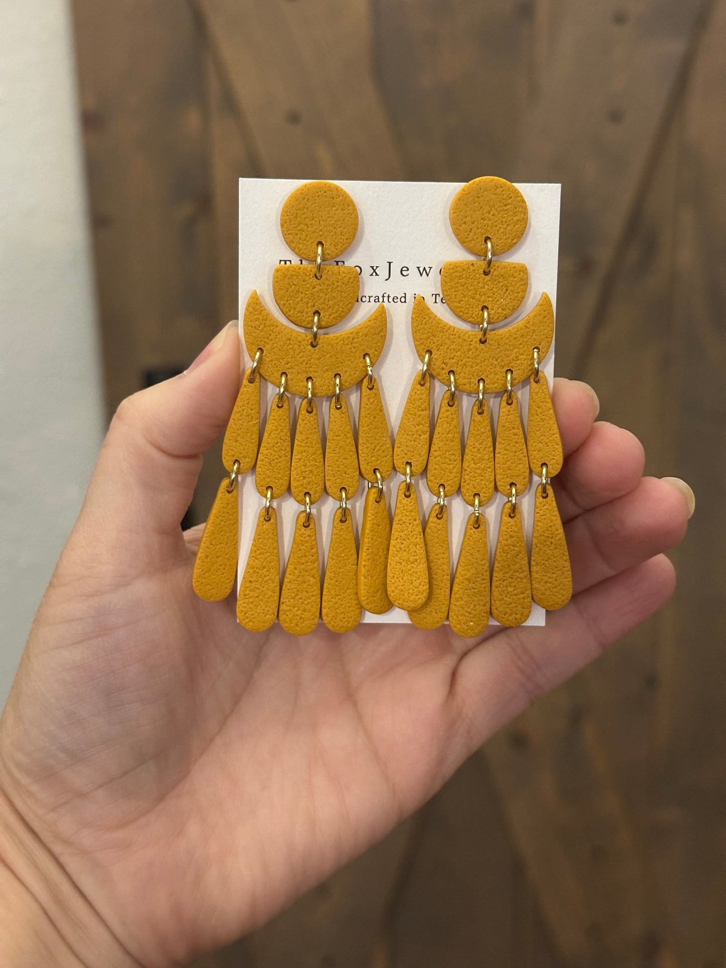 Mustard Yellow Chandelier Earrings – Oversized Fall Statement Jewelry