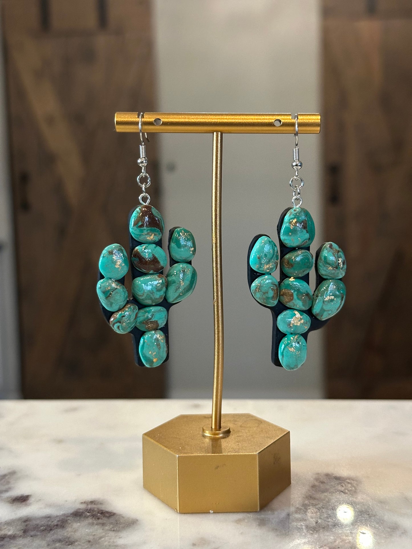 Faux Turquoise Cactus Earrings