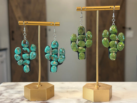 Faux Turquoise Cactus Earrings