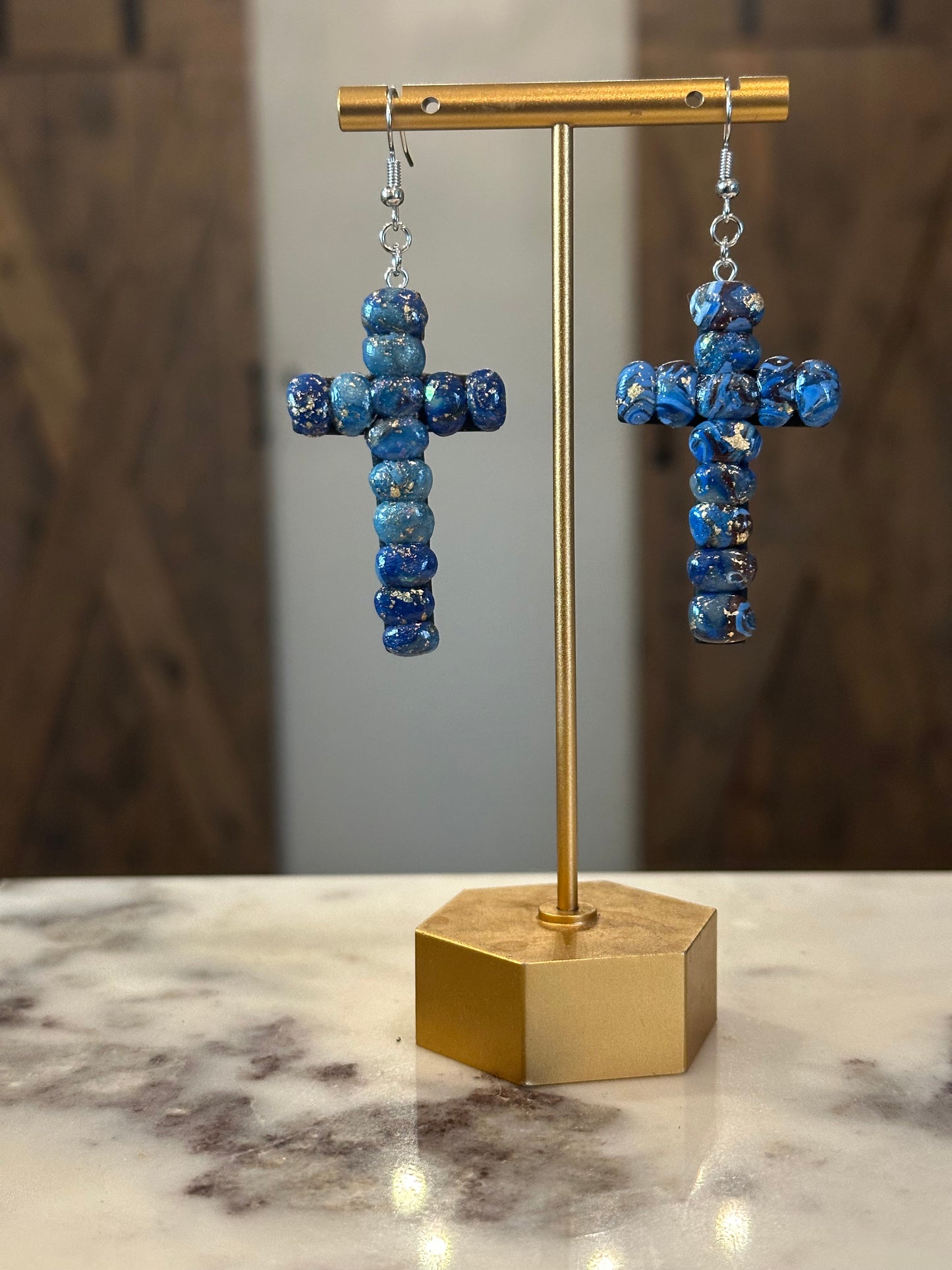 Faux stone Cross Earrings