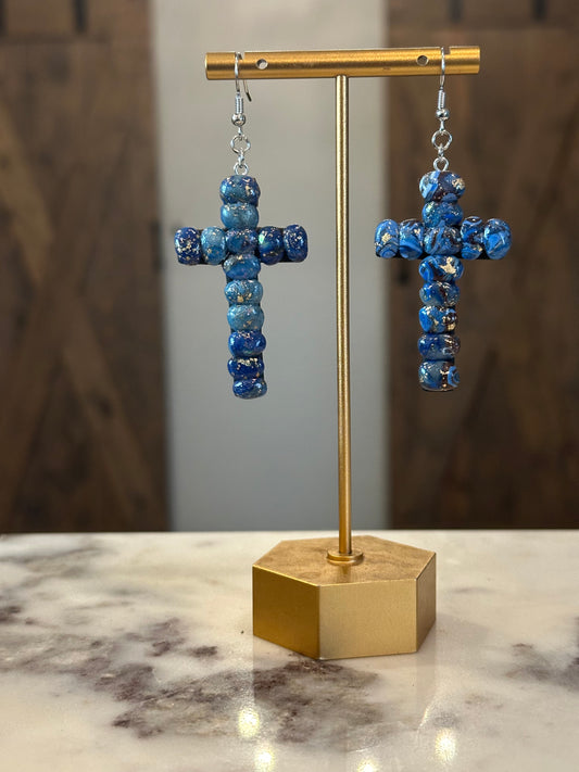 Faux stone Cross Earrings