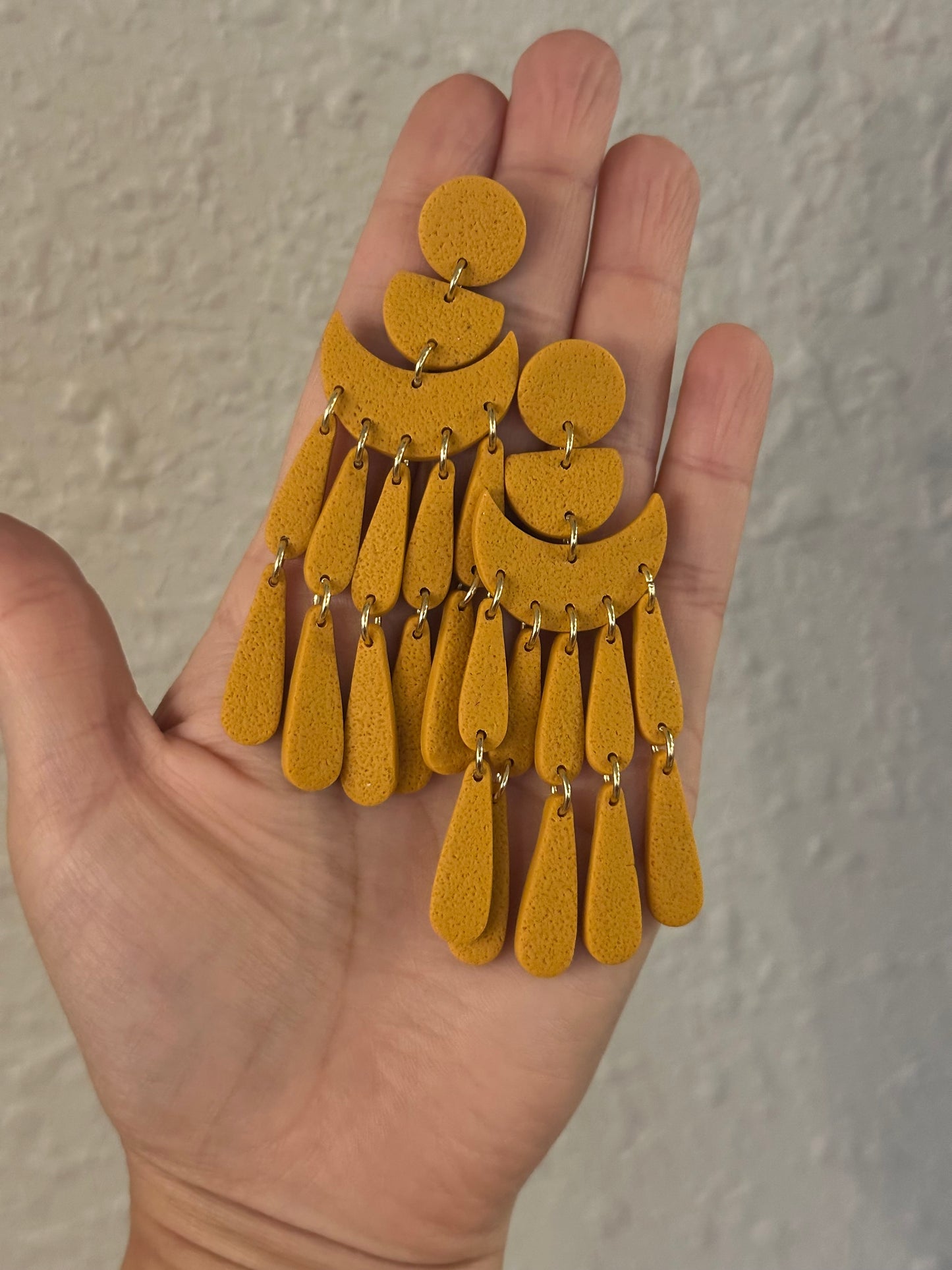 Mustard Yellow Chandelier Earrings – Oversized Fall Statement Jewelry