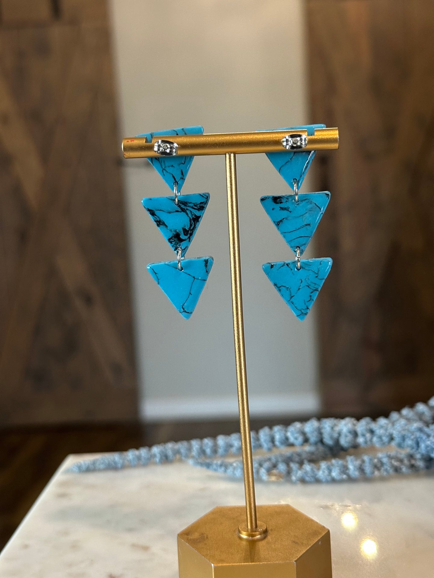 3 Tier Triangle Drop Earrings