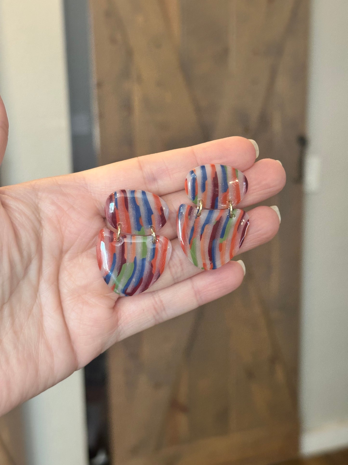 Colorful Translucent Drop Earrings – Bold Polymer Clay Statement Jewelry | Modern Everyday Earrings