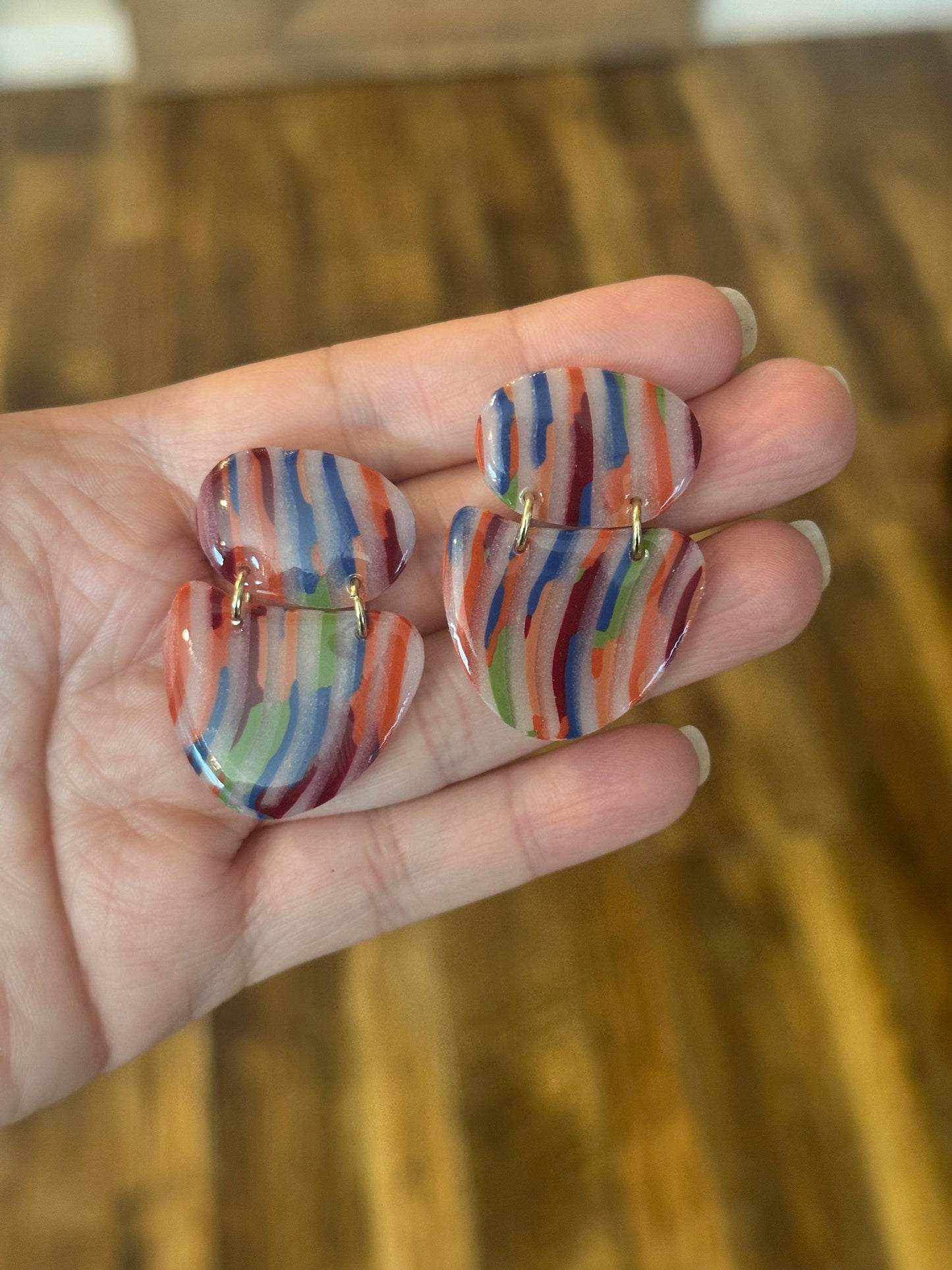 Colorful Translucent Drop Earrings – Bold Polymer Clay Statement Jewelry | Modern Everyday Earrings