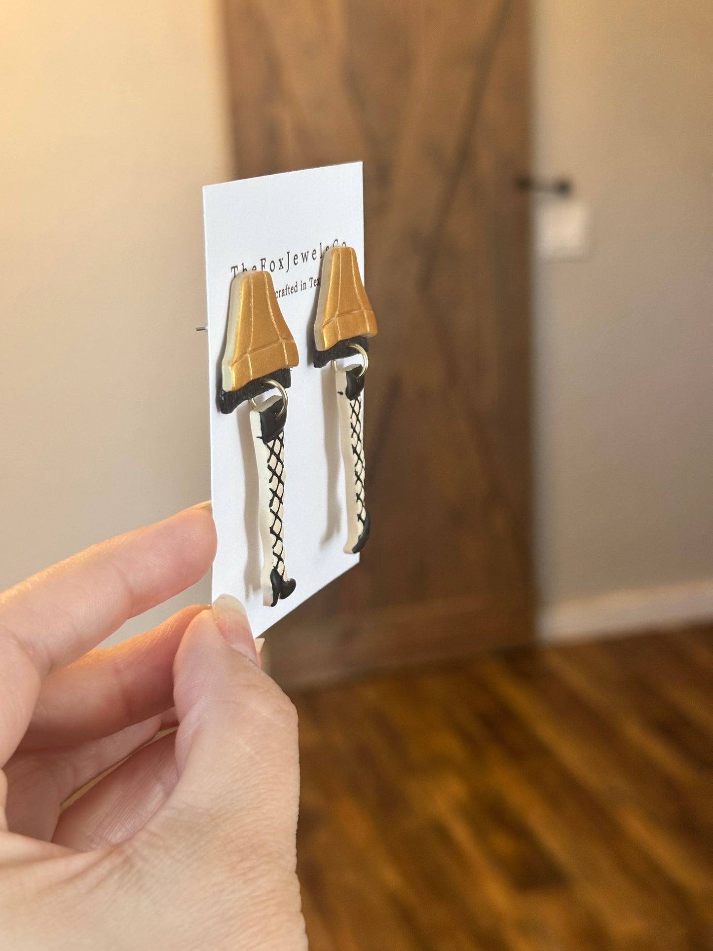 Leg Lamp Earrings – Handmade Polymer Clay Christmas Earrings | A Christmas Story Inspired Holiday Jewelry