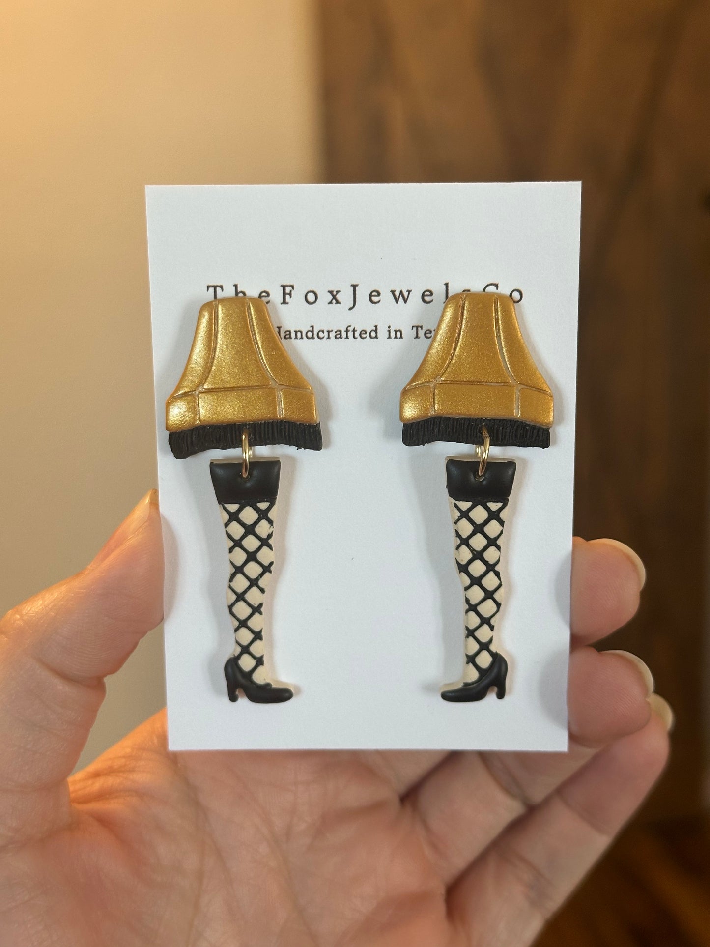Leg Lamp Earrings – Handmade Polymer Clay Christmas Earrings | A Christmas Story Inspired Holiday Jewelry